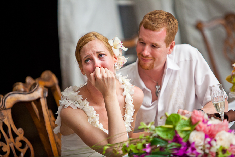 Denise tearing up :: Hawaii Wedding Photography by infusedstudios.ca