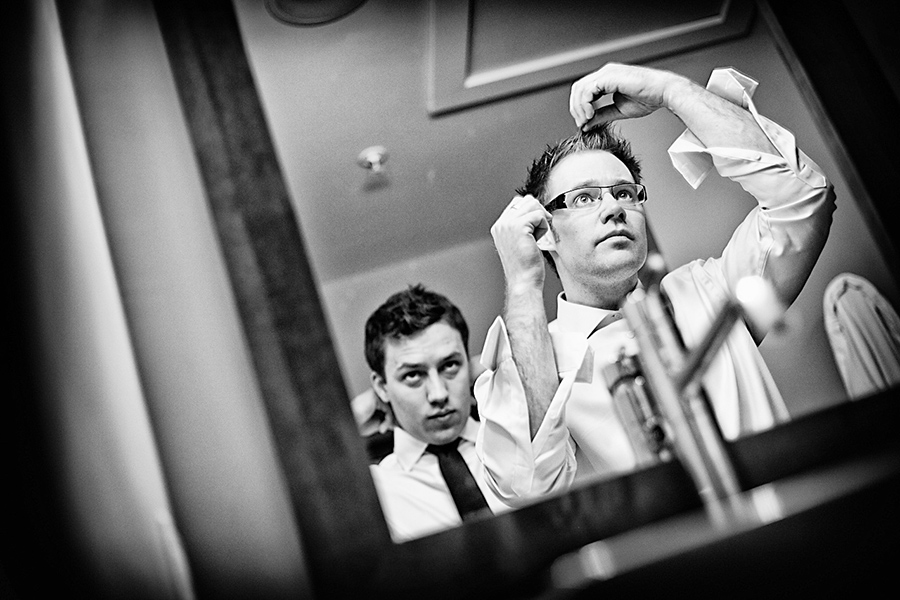 Chris getting ready :: Canmore Wedding Photography by infusedstudios.ca