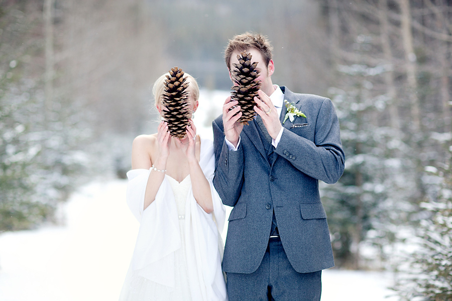 Giant acorns for a cute shot :: Canmore Wedding Photography by infusedstudios.ca