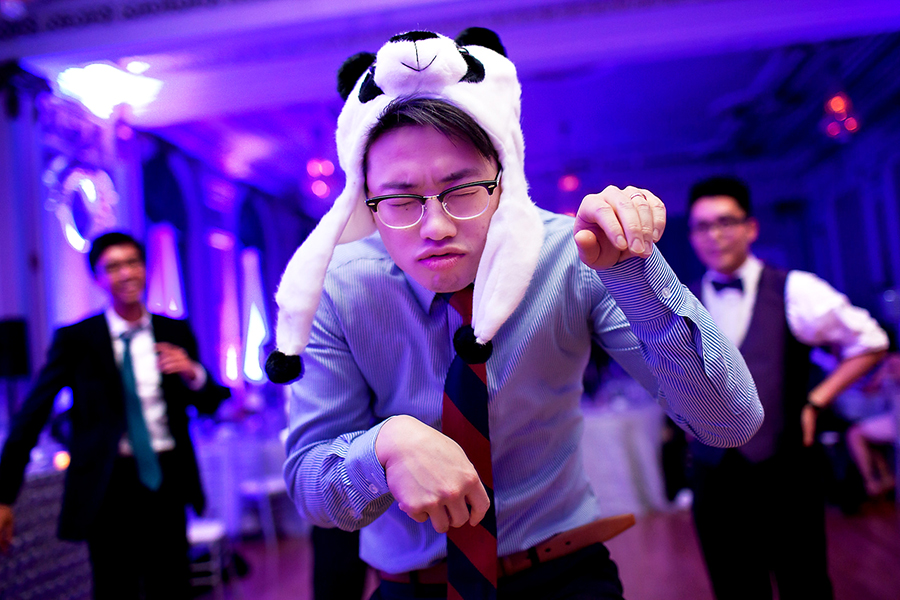 Panda hat on the dance floor :: Wedding Photography Calgary