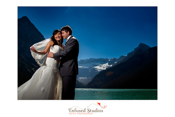 Bride and Groom, Portraits, Lake Louise Wedding