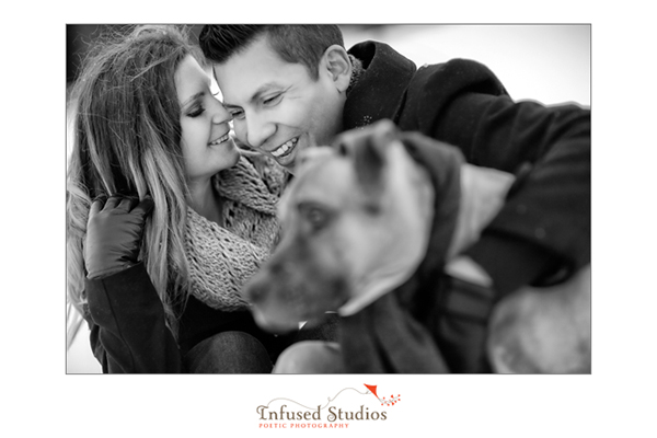 Engagement photos with dog