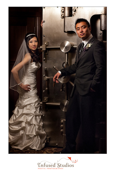 Bridal portrait with safe