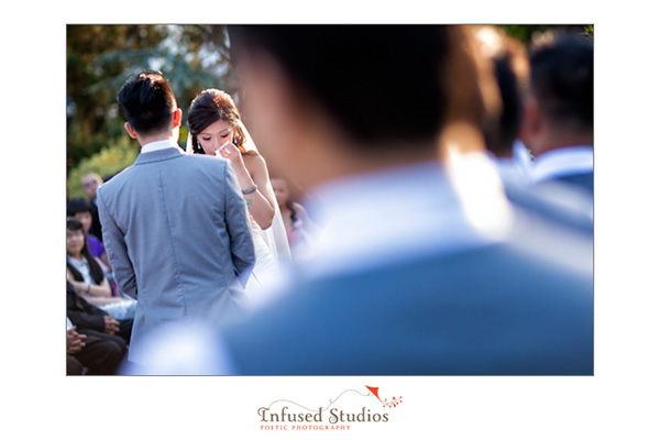 Bride crying during ceremony