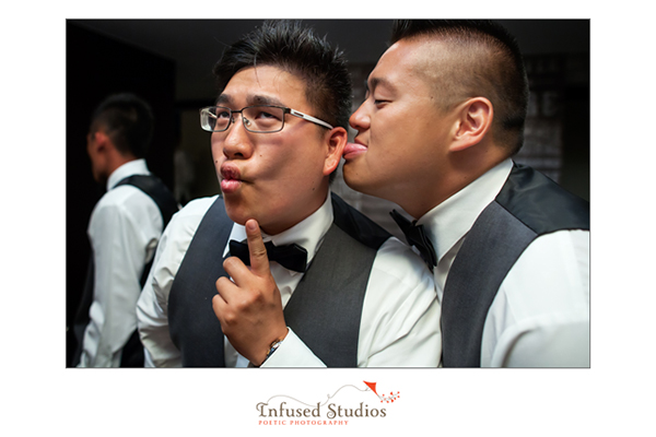 Groomsmen during reception