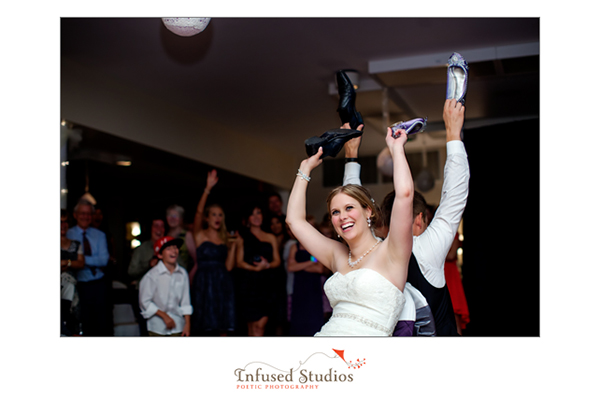 Shoe game during wedding reception