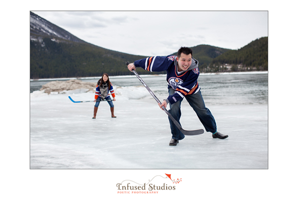 Oilers engagement photo