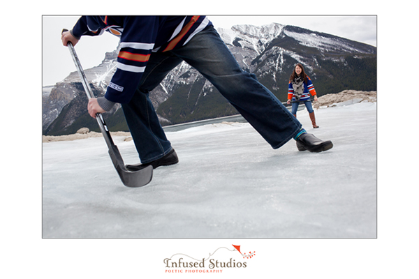 Oilers inspired engagement photography