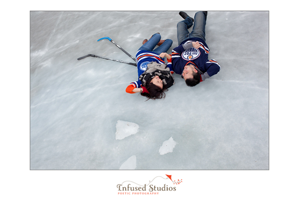 Ice hockey inspired engagement shoot