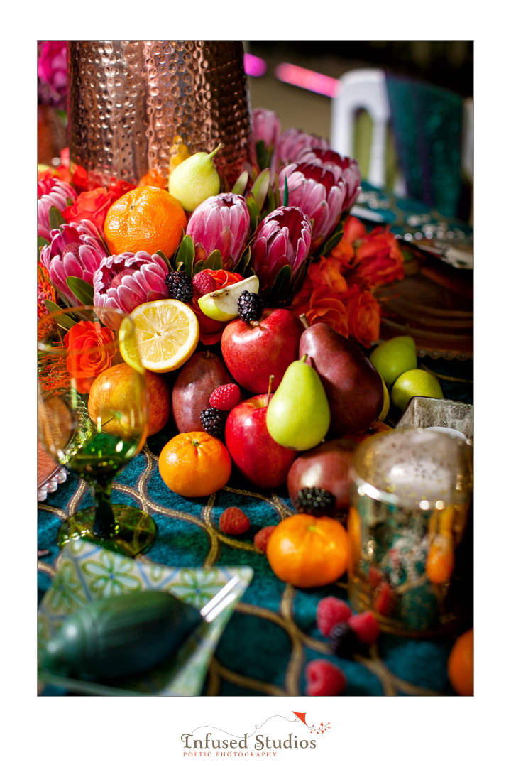 Fresh fruit and floral centre piece