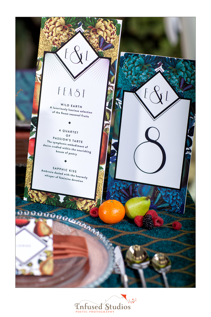 Art deco table number and menu