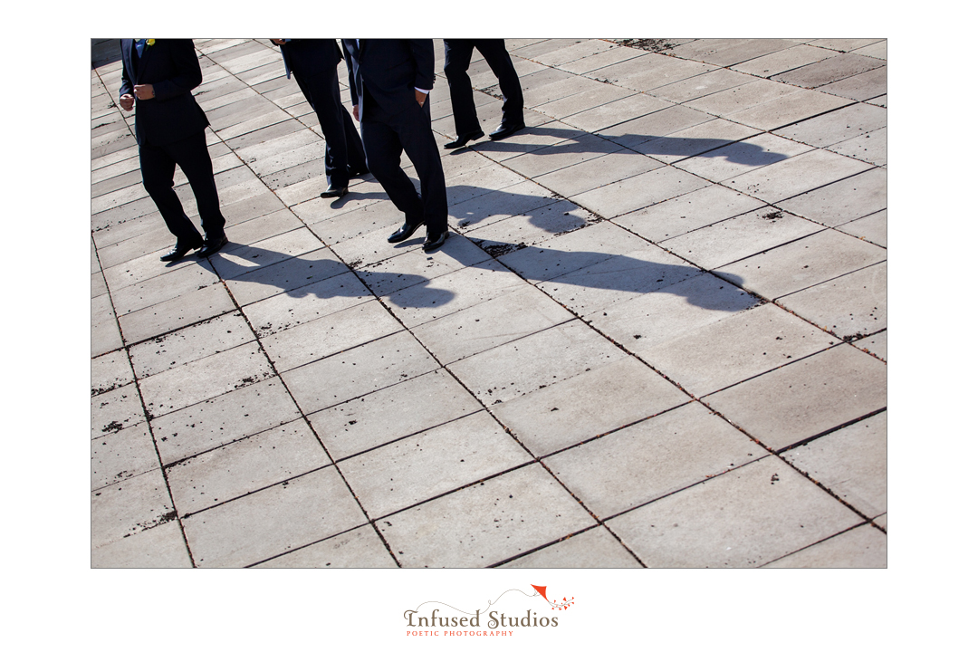 Creative wedding photography, Edmonton :: groomsmen shadows