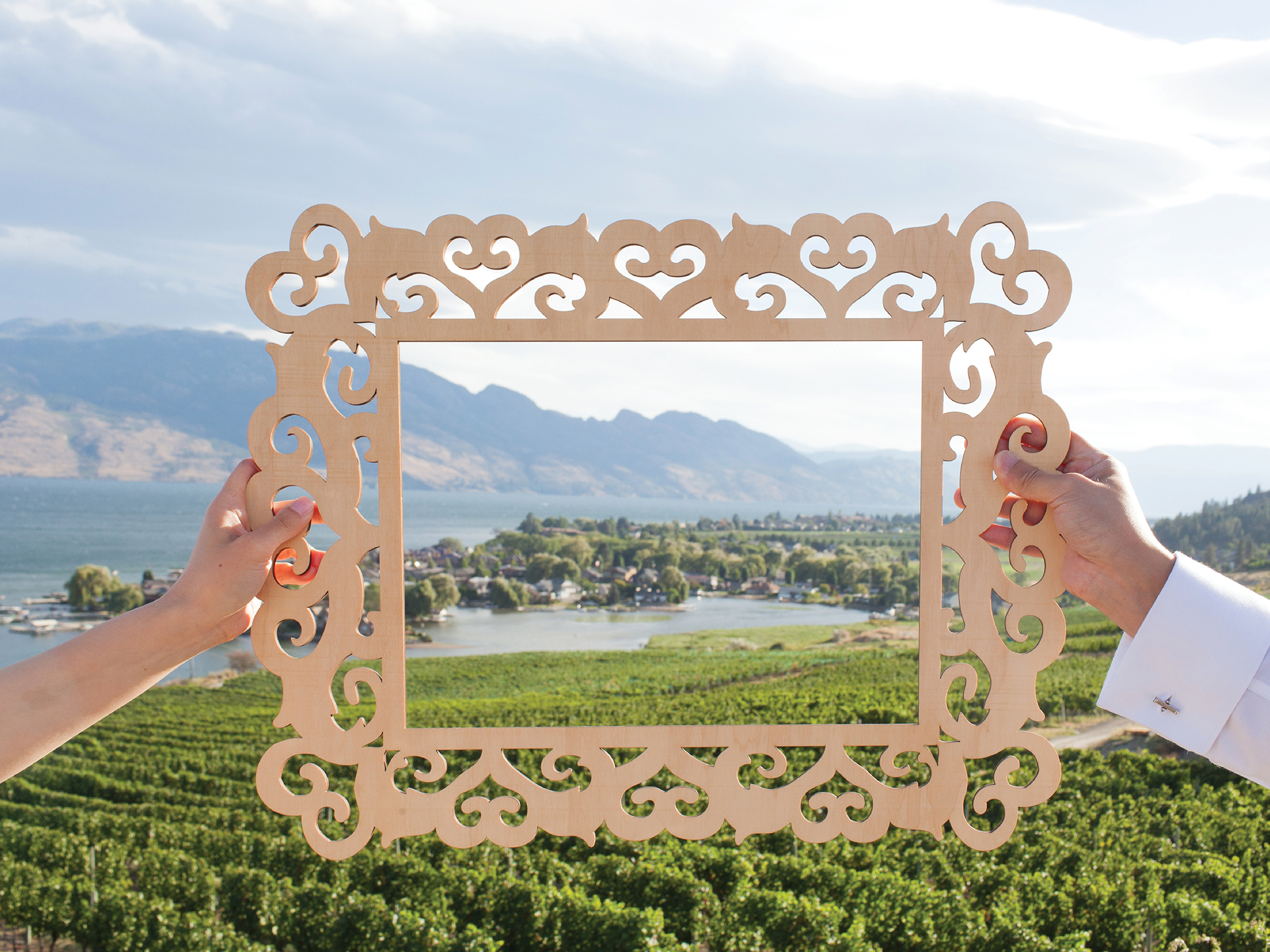 Ada + Dave award winning Kelowna engagement album third page frame