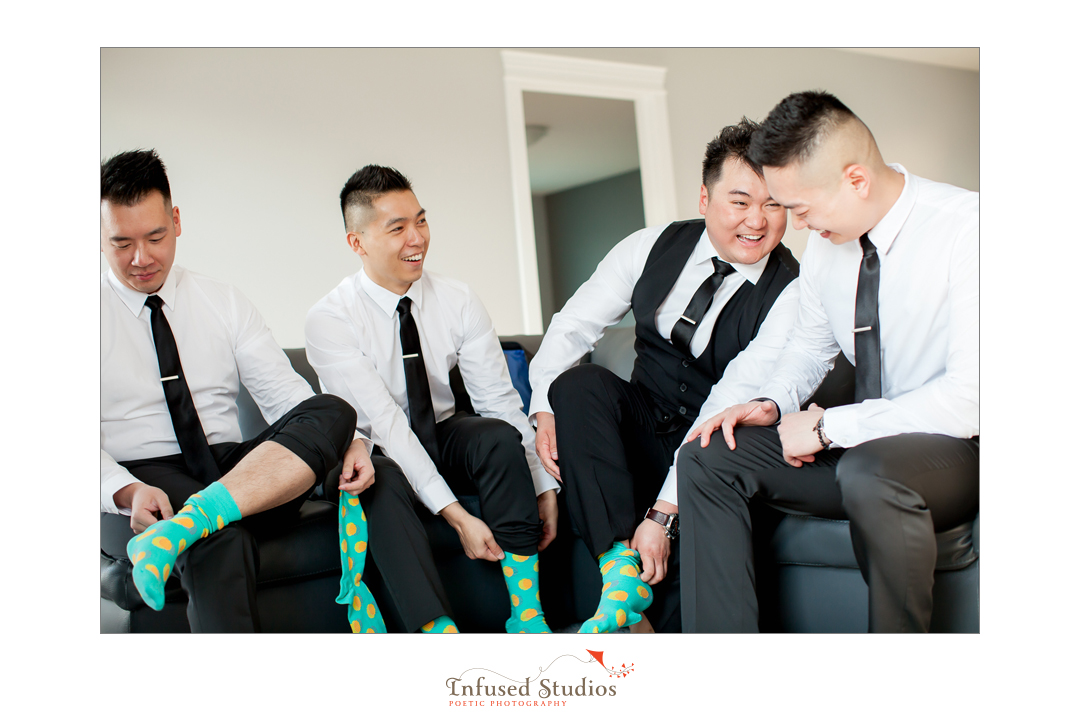 Groomsmen getting ready together, Edmonton Wedding Photographers