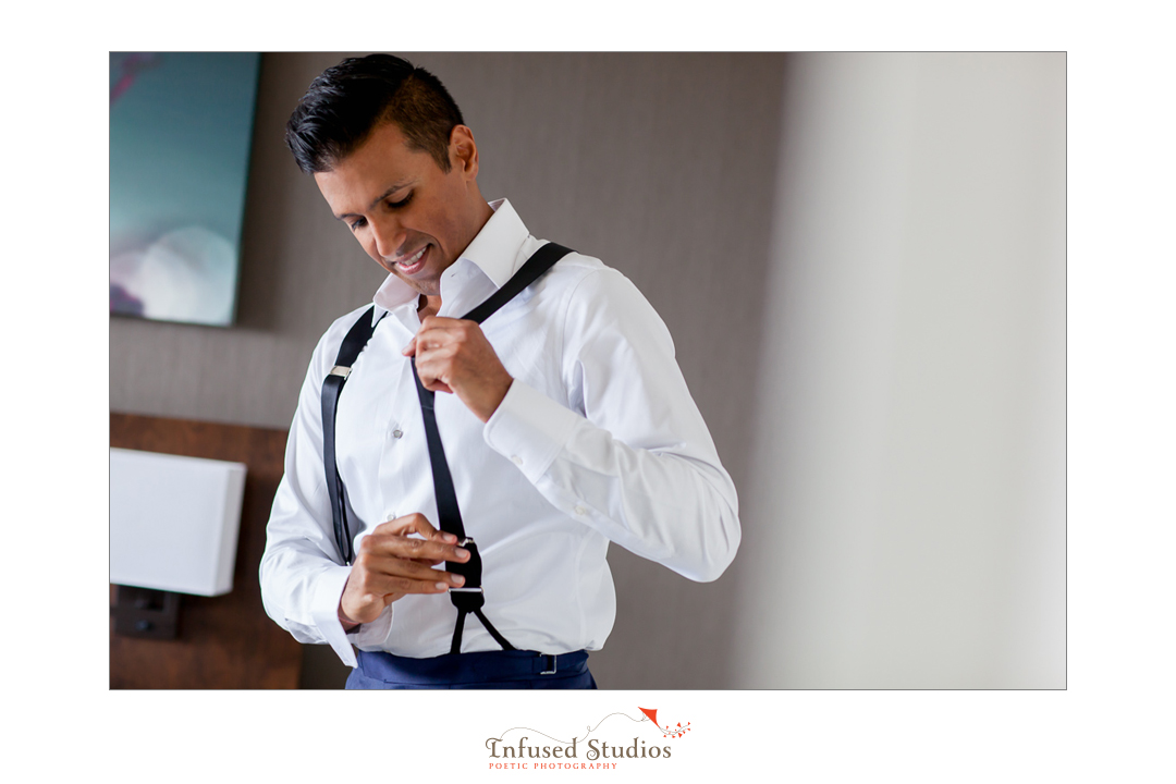 Edmonton wedding photographers :: groom getting ready for wedding reception