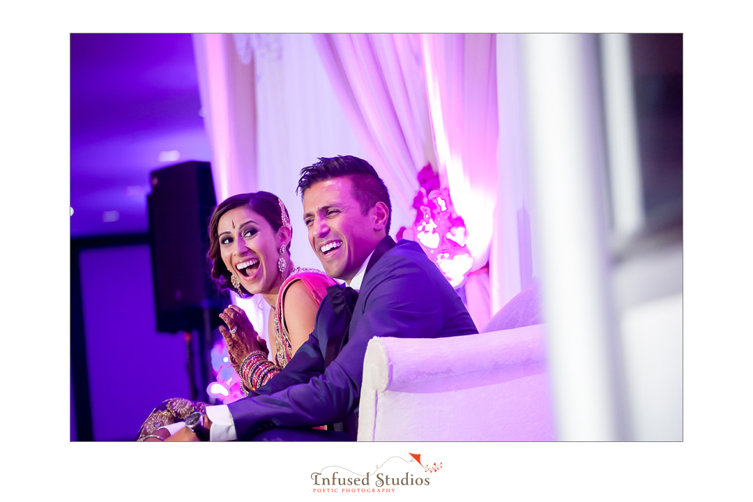 Edmonton reportage wedding photographers :: bride and groom laughing at reception