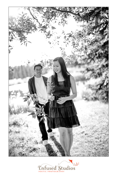 Black and white Edmonton engagement photography