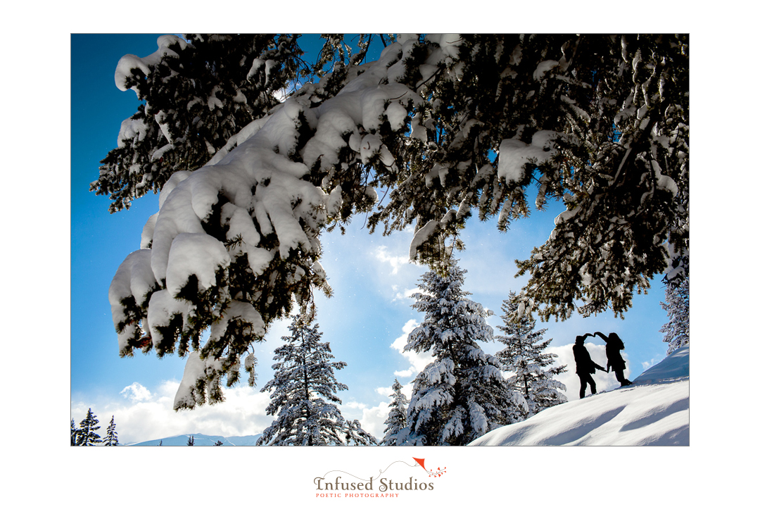 Snowy engagement photography in Jasper