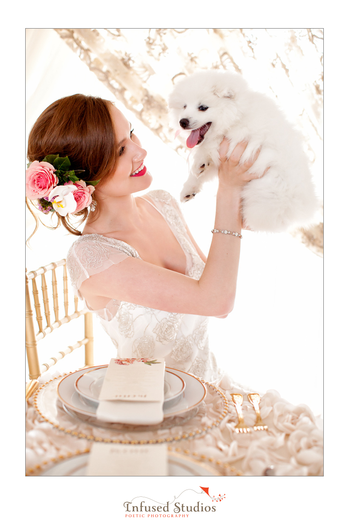 Paris inspired styled wedding shoot by Edmonton wedding photographers :: bride + dog