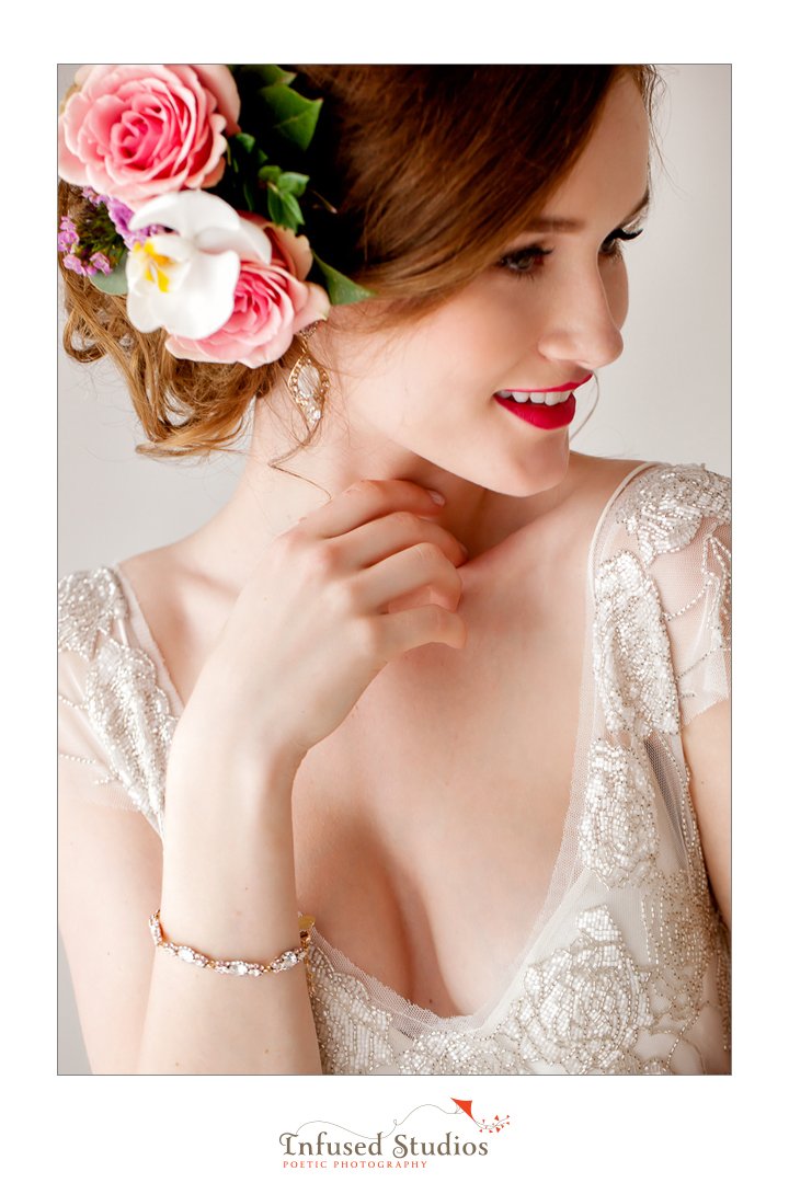 Paris inspired styled wedding shoot by Edmonton wedding photographers :: floral hair piece