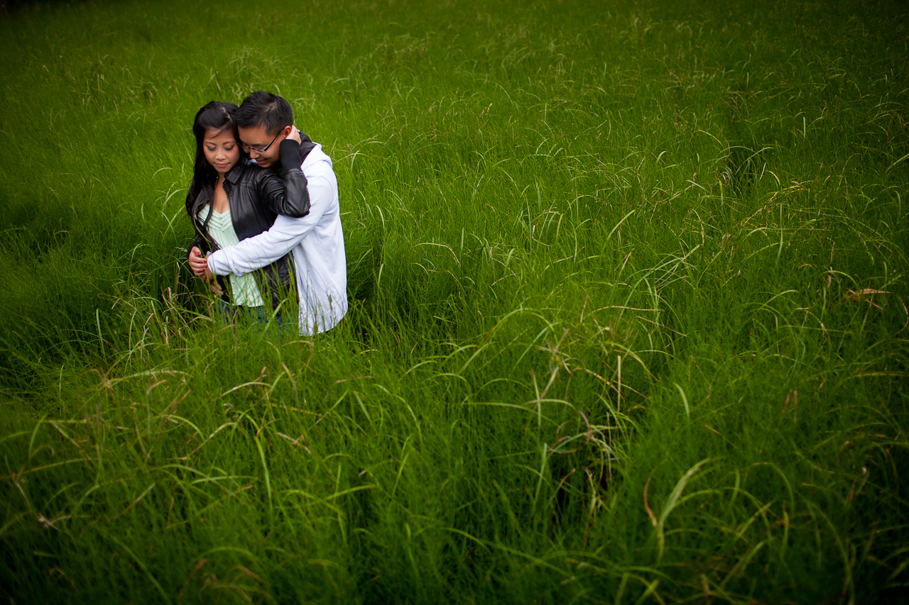 Banff Engagement photos - couples photo in a grass field