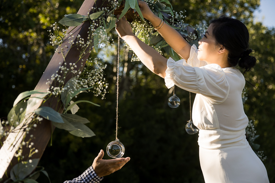 Edmonton family photo ideas - vow renewal bride decorating arch