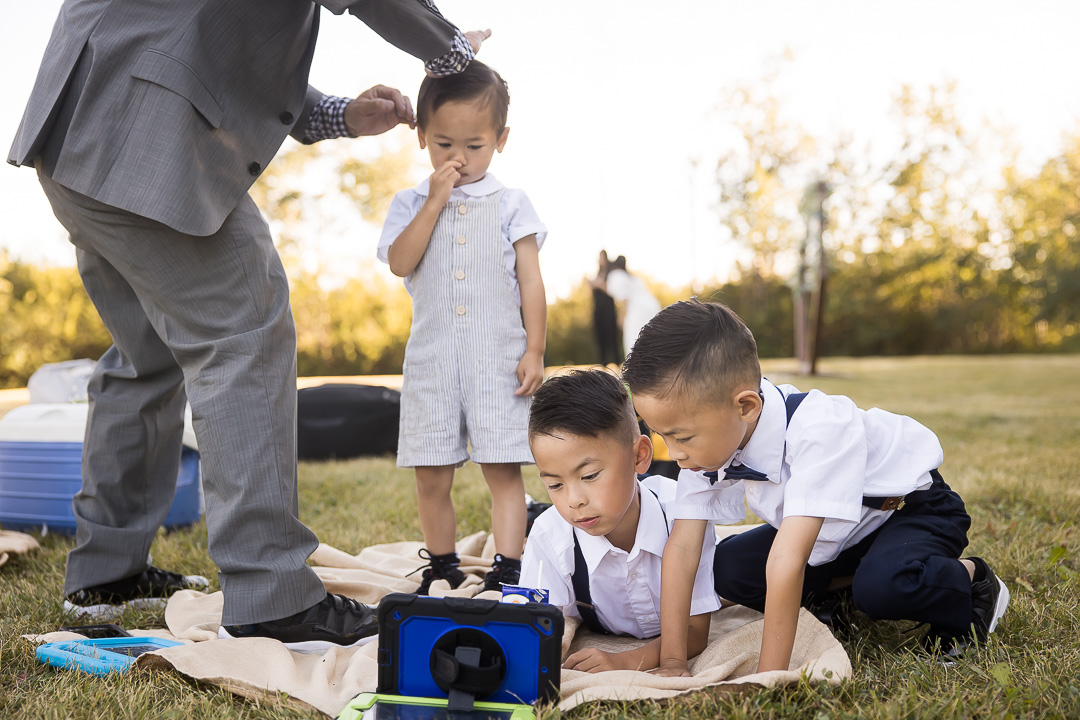 Edmonton family photo ideas - vow renewal dad doing son's hair