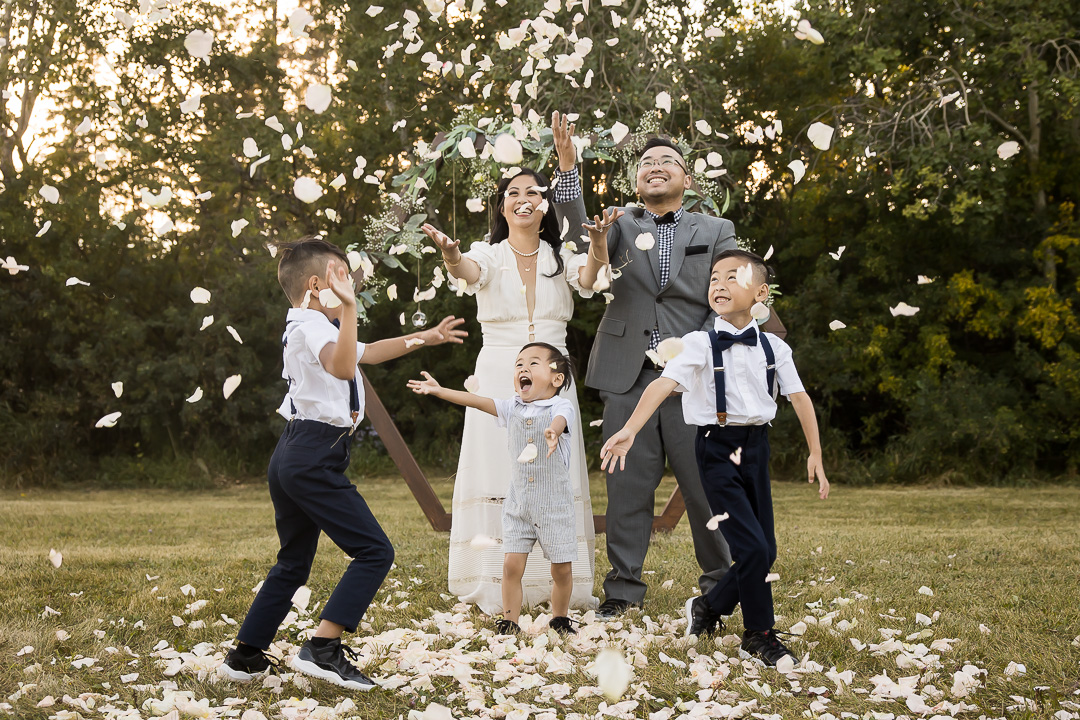 Edmonton family photo ideas - vow renewal flower petal confetti