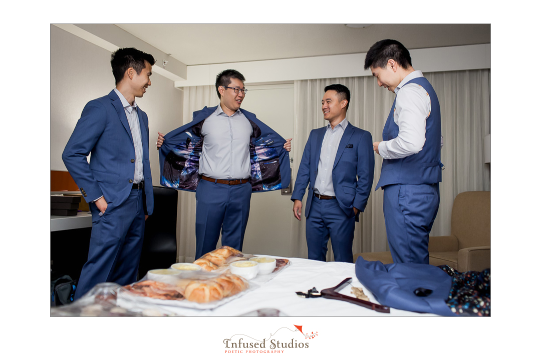 Groom & Groomsmen getting ready by Calgary wedding photography by Infused Studios