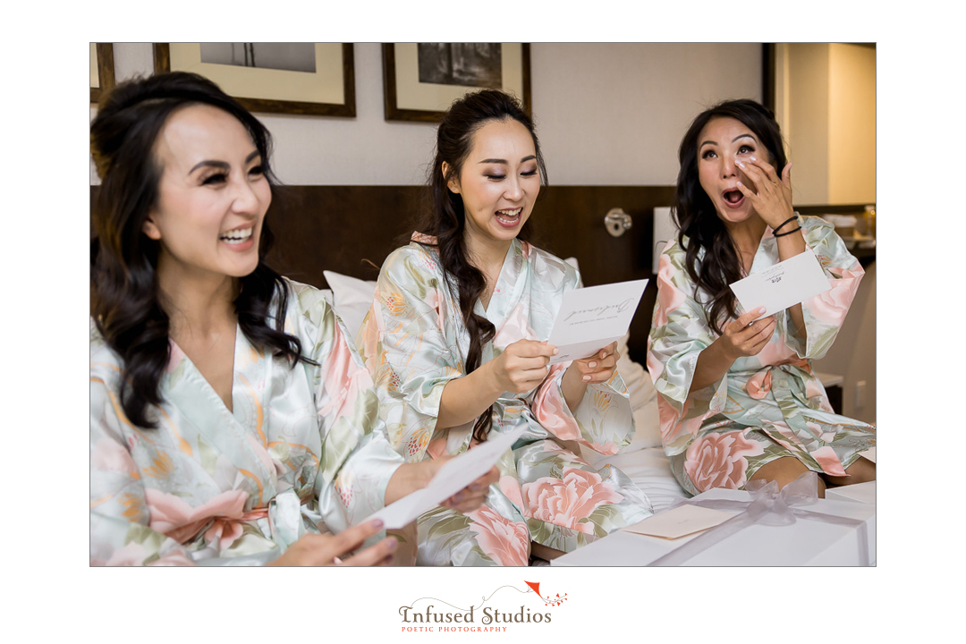 Bride & Bridesmaids getting ready by Calgary wedding photography by Infused Studios